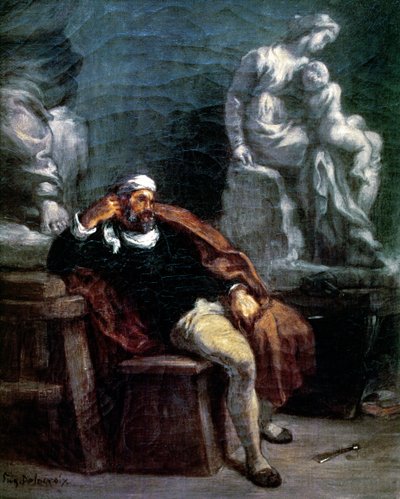 Michelangelo in His Studio by Ferdinand Victor Eugene Delacroix